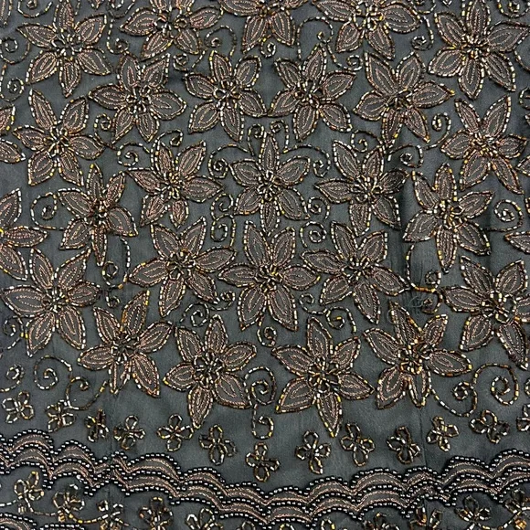 Papell Boutique NEW Womens Sz S brown Silk Beaded Evening Blouse Dressy A040423 - Picture 6 of 7